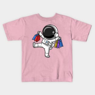 Cute Astronaut Shopping Cartoon Kids T-Shirt